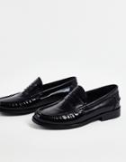 Asos Design Loafers In Black Patent Leather