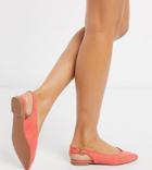 Simply Be Extra Wide Fit Lana Sling Back Pointed Shoes In Coral-pink