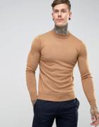 Gianni Feraud Premium Fine Gauge Turtleneck Sweater - Stone