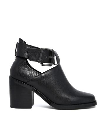 Shellys London Icess Black Buckle Cut Out Ankle Boots