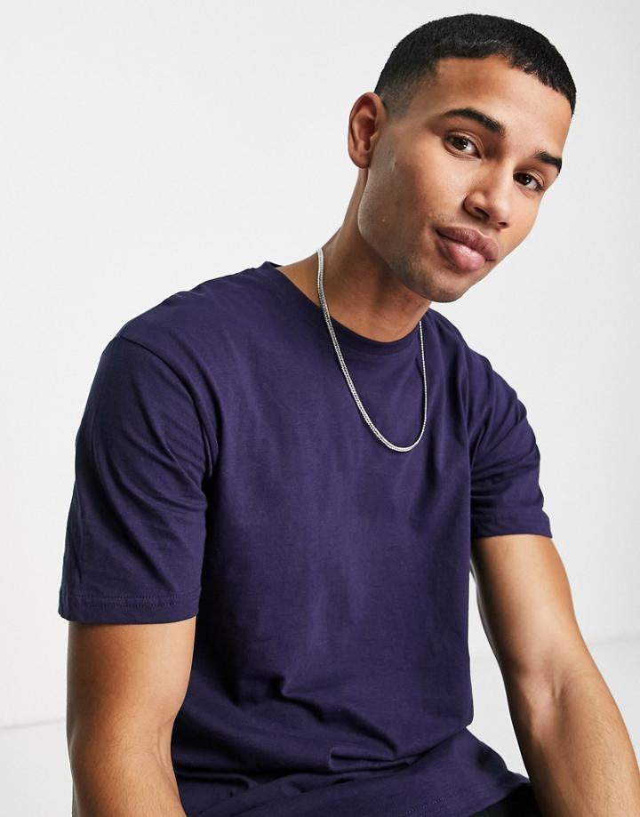 Soul Star Longline T-shirt In Dark Navy