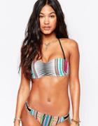 Hobie Striped Bandeau Bikini Top - Red