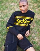 Kickers Classic Knitted Logo Panel Sweatshirt In Black