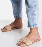Asos Design Wide Fit Juicy Beaded Flower Espadrille Mules In Natural-neutral