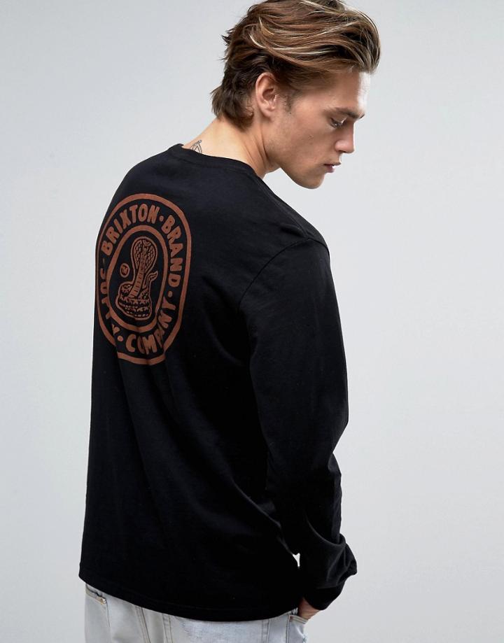 Brixton Pace Long Sleeve T-shirt With Back Print - Black