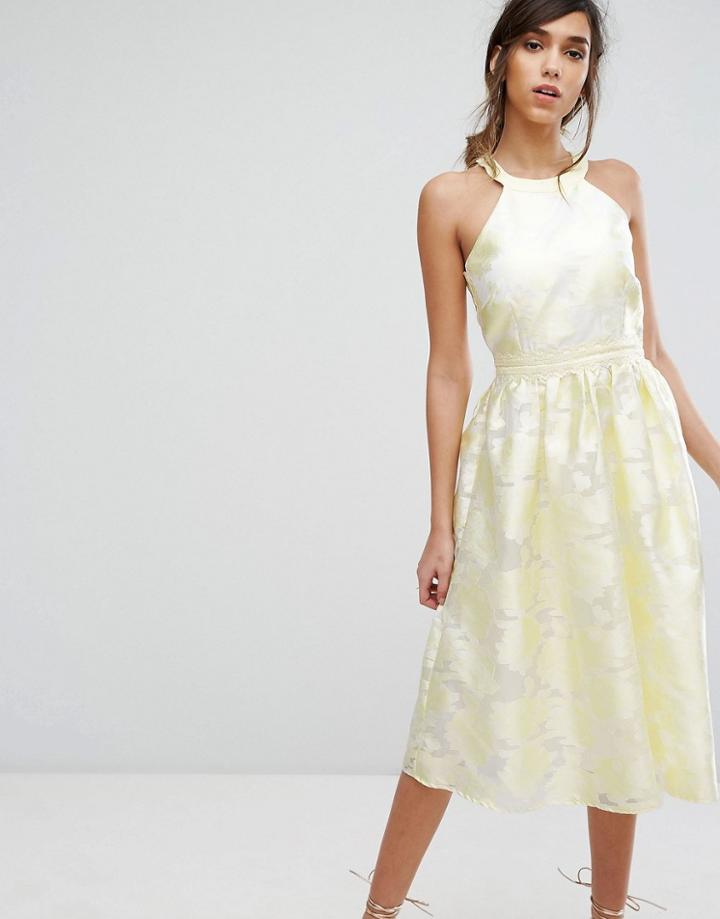 Little Mistress Midi Dress In Summer Jacquard - Yellow