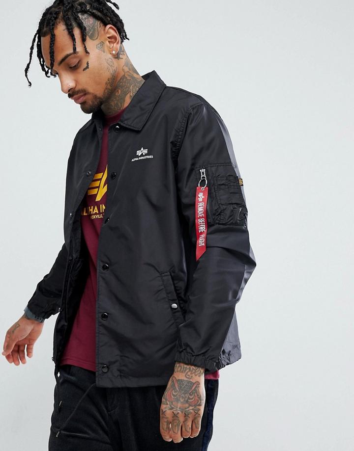 Alpha Industries Coach Tt Jacket In Black - Black