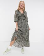 Asos Design Button Front Maxi Dress In Ditsy Floral Print-multi