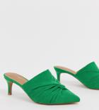 Asos Design Wide Fit Salary Knotted Heeled Mules - Green