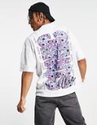 Topman Extreme Oversized T-shirt With Vertical Floral Print In White