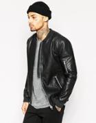 Religion Exclusive Faux Leather Jacket Bomber - Black