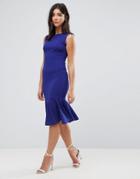 Ax Paris Midi Dress With Pep Hem - Blue