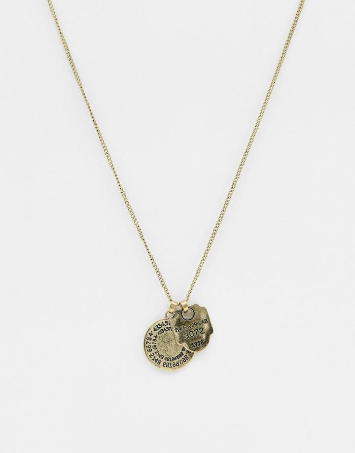 Bershka Double Pendant Necklace In Gold - Gold