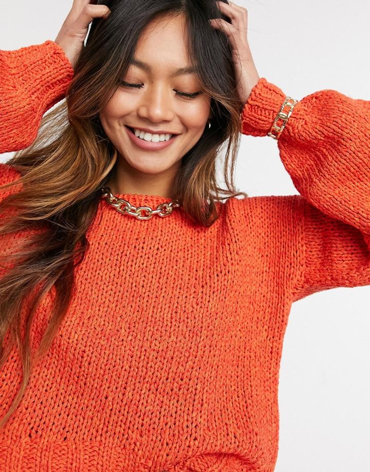 Derek Lam 10 Crosby Oversized Voluome Sleeve Sweater In Orange