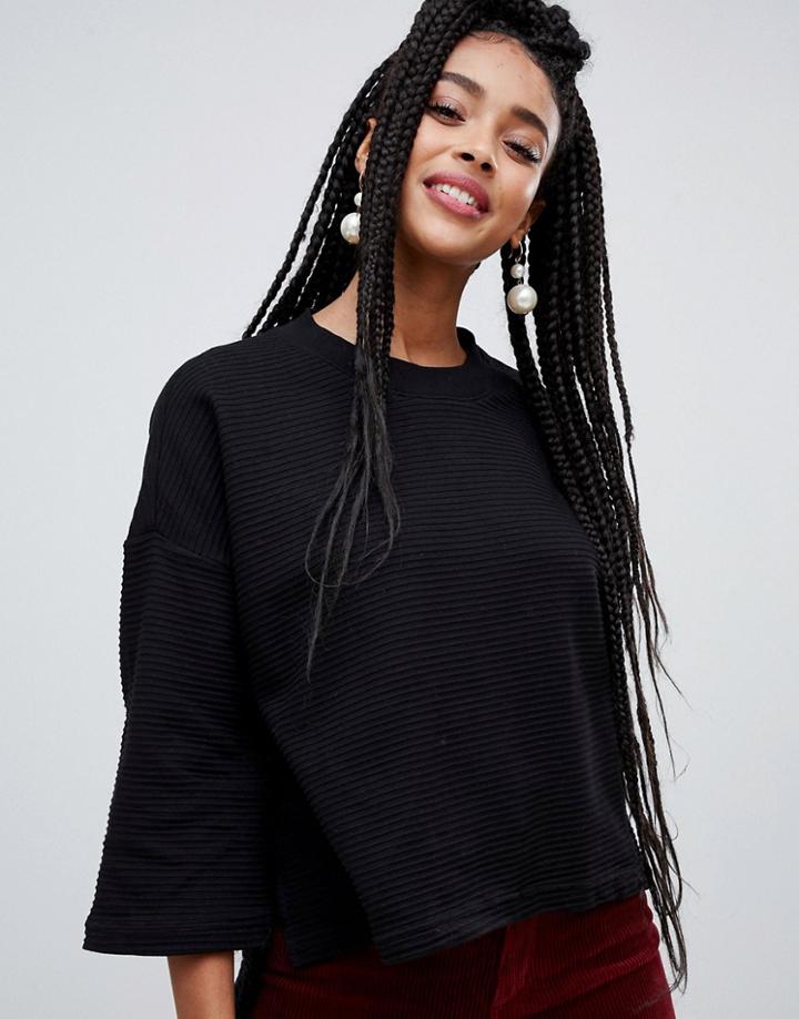 Monki Oversized Sweat Tee In Black - Black