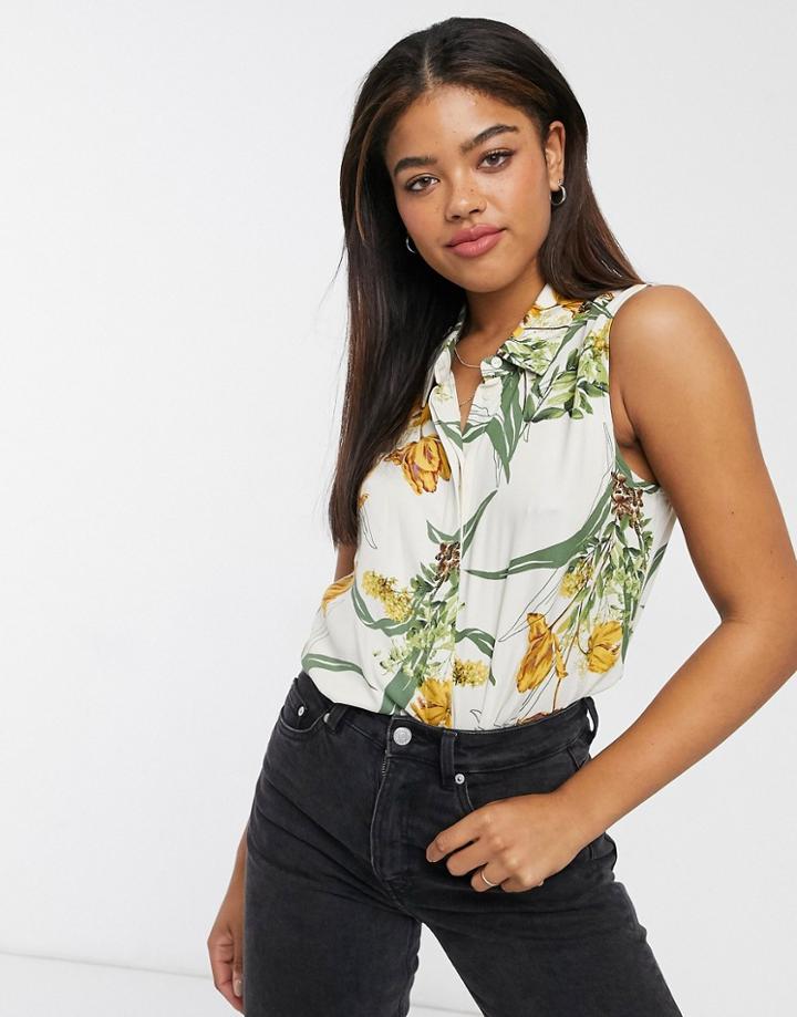 Object Jamy Co-ord Sleeveless Shirt In Floral Print-multi