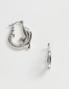 Asos Design Hoop Earrings In Dolphin Design In Silver Tone
