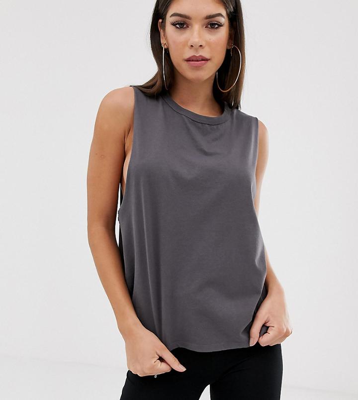 Asos Design Tall Super Dropped Armhole Tank In Black