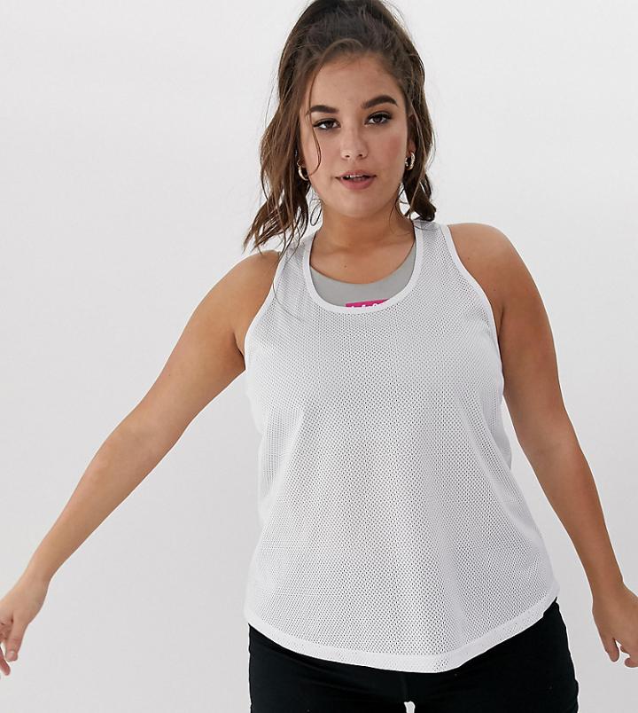 Asos 4505 Curve Sports Mesh Tank - White