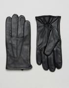 Asos Leather Gloves In Black - Black