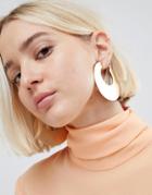 Asos Large Sleek Brushed Metal Hoop Earrings - Gold