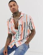 The Couture Club Revere Collar Shirt In Multi Print - Pink