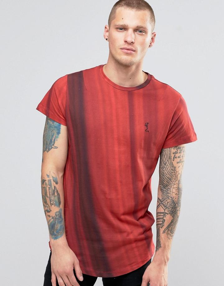 Religion T-shirt With Curved Hem And Gradient Fade - Red