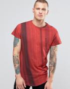 Religion T-shirt With Curved Hem And Gradient Fade - Red