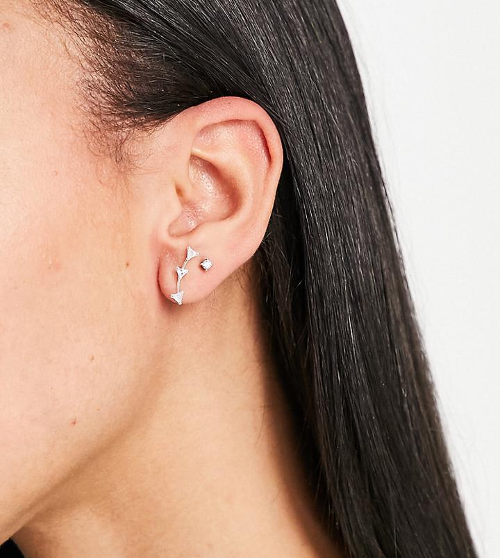 Kingsley Ryan Triangles Ear Climber Earring In Sterling Silver