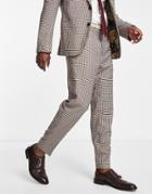 Harry Brown Suit Pants In Brown Plaid