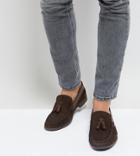 Silver Street Wide Fit Tassel Loafers In Brown Suede - Brown