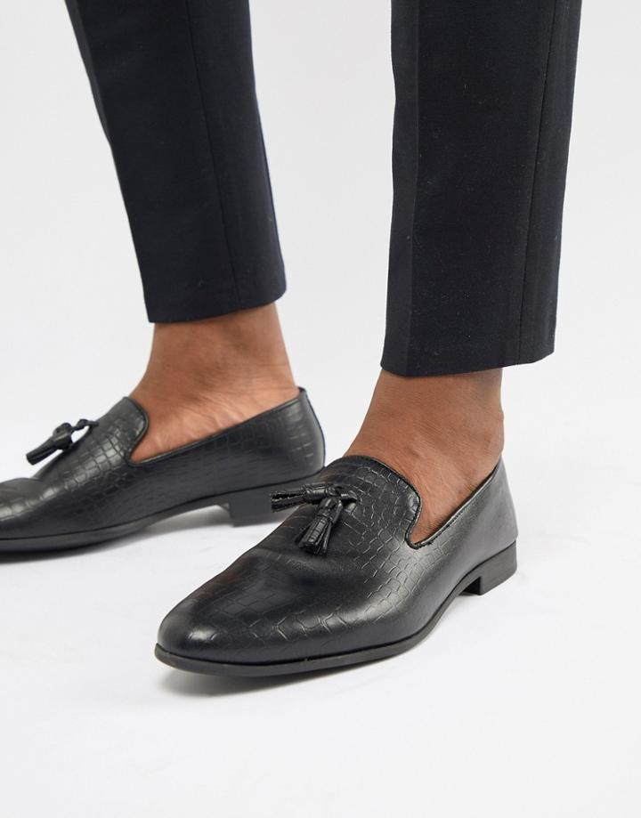 Next Snake Print Loafer In Black - Black