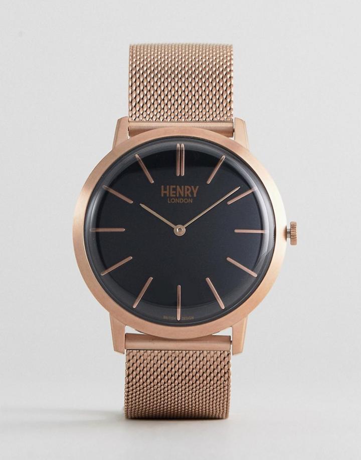 Henry London Mesh Watch In Rose Gold - Gold