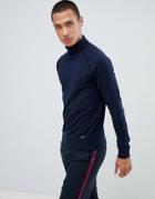 Threadbare Roll Neck Cotton Sweater - Navy