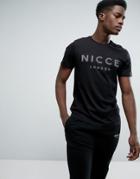Nicce London T-shirt In Black With Reflective Logo - Black