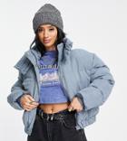 Missguided Petite Plush Puffer Jacket Blue