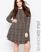 Brave Soul Plus Skater Dress In Animal Print - Cream