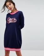 Love Moschino Logo Sporty Knit Sweater Dress - Blue