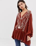 Free People Wild Dreams Embroidered Tunic Top