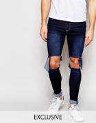 Reclaimed Vintage Super Skinny Jeans With Cutaway Knees - Indigo