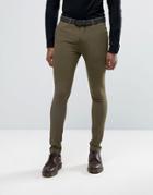 Rogues Of London Super Skinny Suit Pants - Green