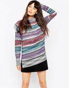 Asos Tunic Sweater In Retro Pattern - Multi