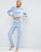 Asos Lounge Ribbed Relaxed Jogger - Blue