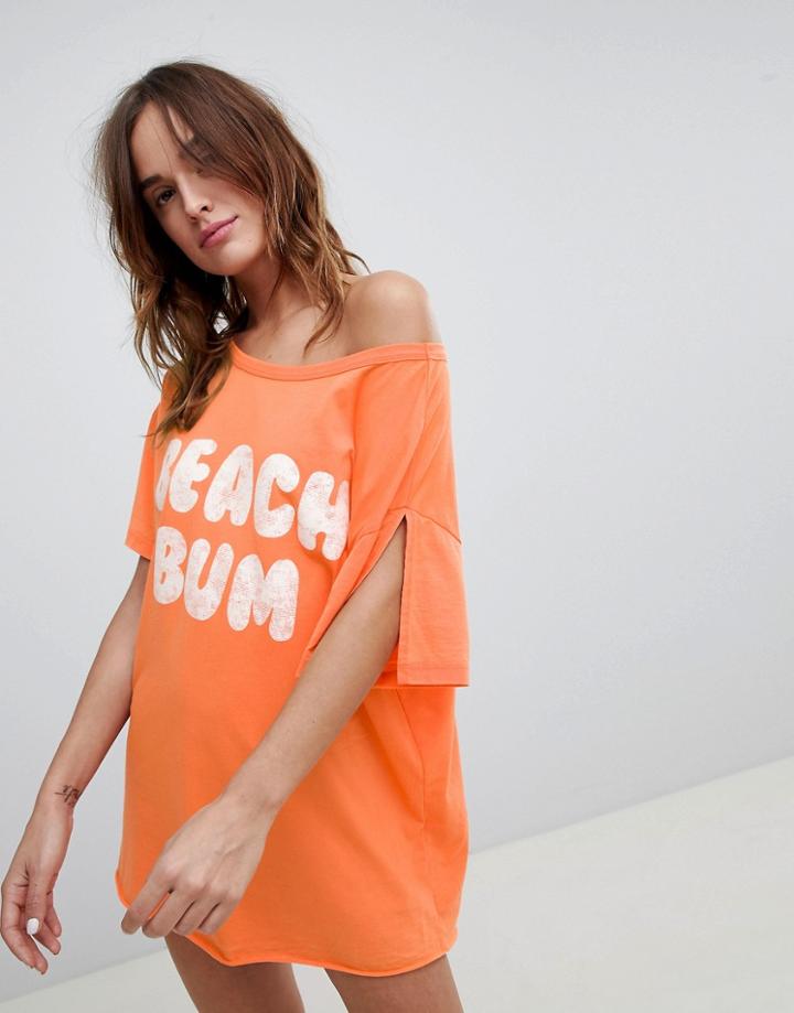 Asos Design Beach Bum Oversized Jersey Tee - Orange