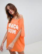 Asos Design Beach Bum Oversized Jersey Tee - Orange