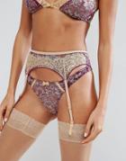 Asos Premium Ophelia Contrast Metallic Lace Suspender - Multi