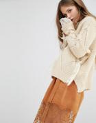 Moon River Paneled Knitted Sweater - Cream