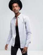 Allsaints Shirt In Slim Fit With Concealed Button Down Collar - Gray