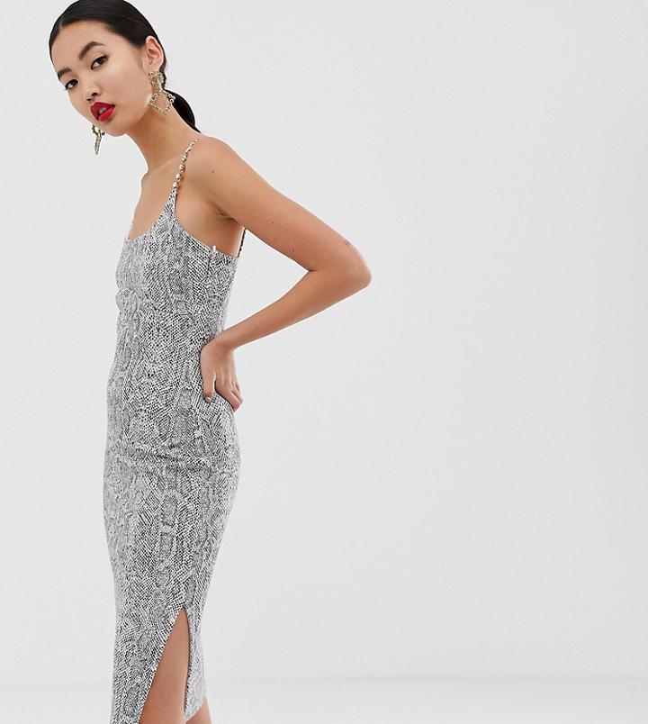 River Island Bodycon Midi Dress In Snake Print - Multi