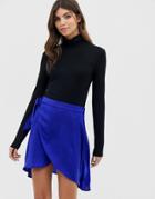 Vila Satin Wrap Skirt - Blue